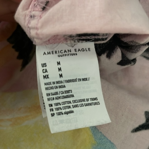 American Eagle Outfitters Tropical Print Short Sleeve Button Up Medium - Picture 3 of 5